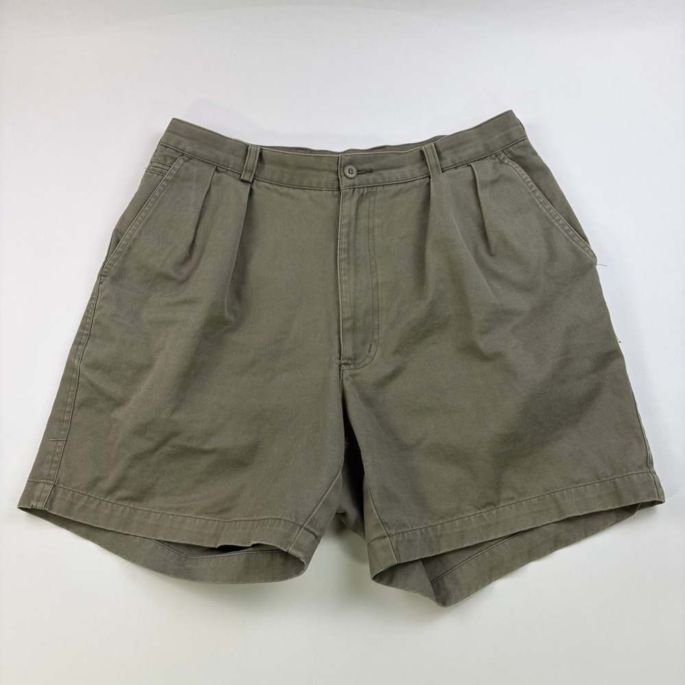 Vintage Banana Republic Pleated Chino Shorts Mens 34 Olive Green Cotton Twill
